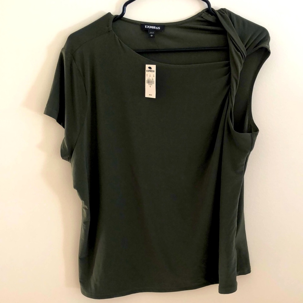 Express olive green twist shoulder shirt size XL